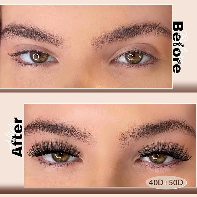 JMS&JMS DIY Lash Extension 280PCS Lash Clusters D Curl Individual Lashes 40D+50D 9-16MIX Cluster Eyelash Extensions at Home