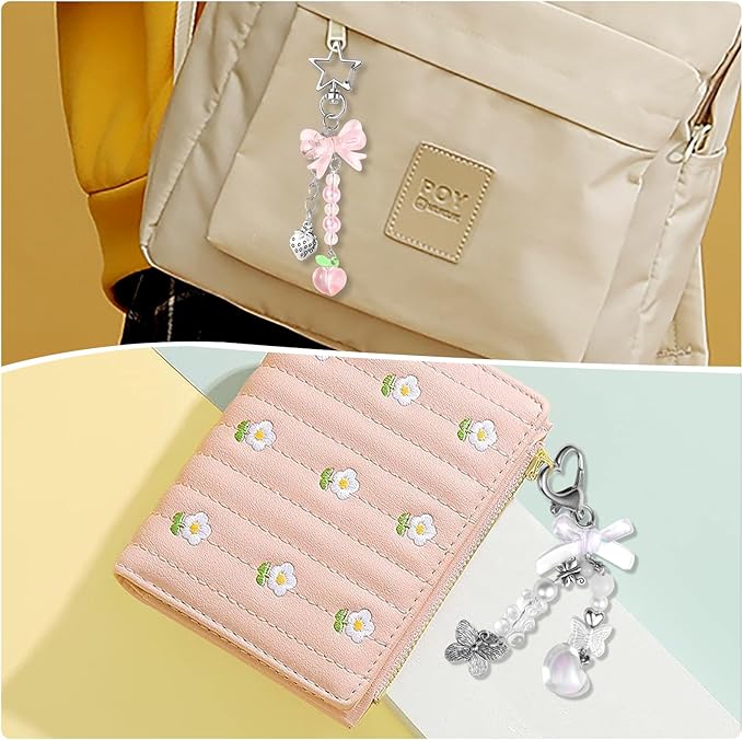 4 PCS Y2K Keychain Cute Keychain Accessories Y2K Phone Charms With Tether Tab Aesthetic Keychains