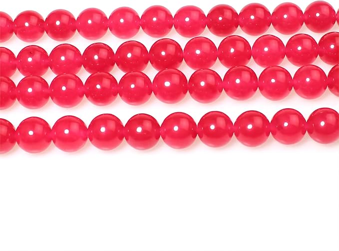 MJDCB Stone Beads 12mm 30pcs Round Light Rose Red Jade Loose Gemstone Bead Charms for Jewelry Making Bracelet Necklace Earring Pendant