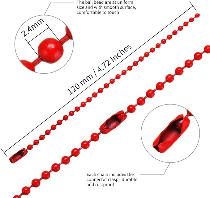 Hicarer 100 Pack Colored Bead Keychain Metal Hanging Chains Necklace Connector for Hanging Ornament Jewelry Tag (Vibrant Color)