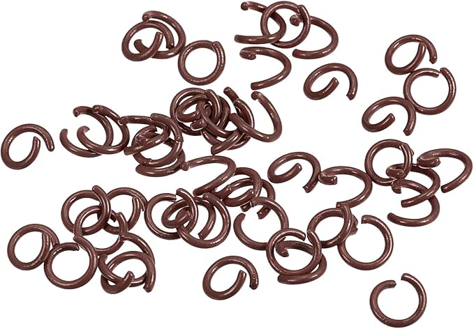uxcell Open Jump Rings, 8mm Colorful O-Ring Connectors for DIY Crafts Jewelry Making, Carbon Steel, Coffee, 200Pcs