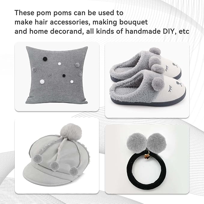 MORFEN 150 Pcs Pom Poms, 1 Inch Light Grey Craft Pom Poms, Fuzzy Pompom Puff Balls, Small Pom Pom Balls for DIY Arts, Crafts Projects,Birthday Home Decorations