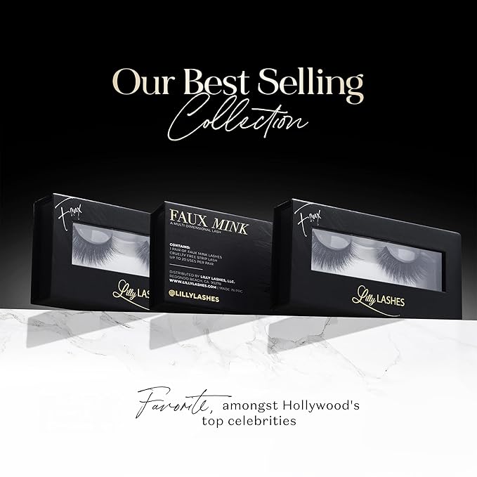Lilly Lashes 3D Milan Faux Mink Strip Eyelashes, False Eyelashes Dramatic Look, Reusable False Lashes, Fake Lashes Pack, Lash Strips with Luxury Silk Like Fibers, No Lash Glue Included