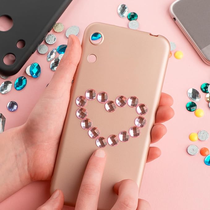 MECCANIXITY 40 Pcs Acrylic Heart Rhinestone 20mm Flat Back Plastic Gems Jewelry Stickers for Craft Bead Face Painting Costume Jewelry Making Deep Blue