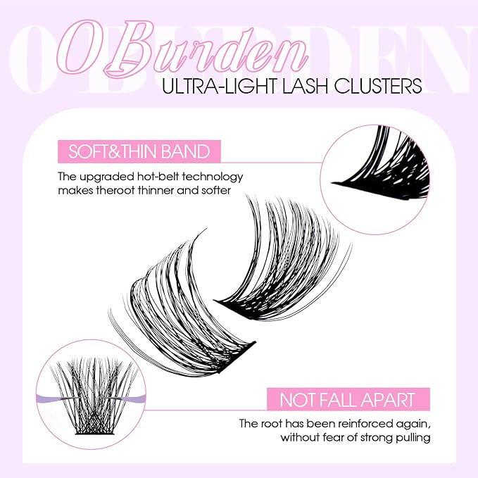 Wispy Individual Lash Clusters D-Curly Volume Lash Extensions 10-18mm Natural DIY Cluster Lashes for Beginners