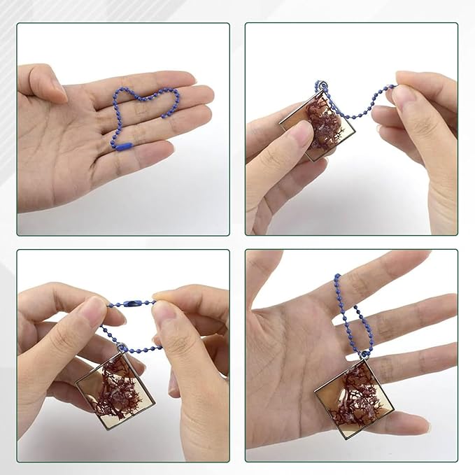 300Pcs 20 Colors Ball Bead Chain Ball Chain Keychain Dog Tag Necklace Chains Beaded Metal Keychain 2.4mm Beads Chains for Jewelry Making