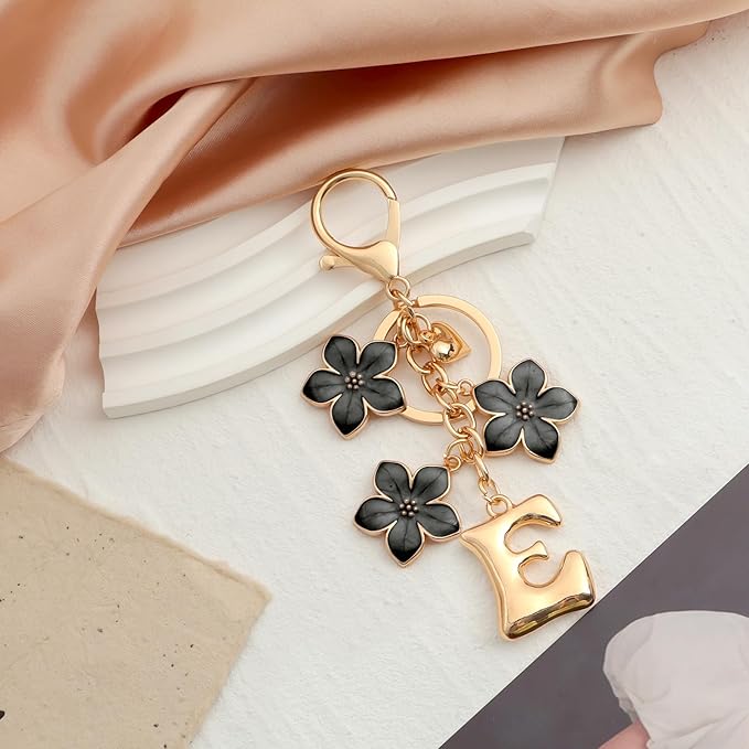 Snycler Bubble Initial Keychain Graceful Flower for bags car remote–A-Z Letter Charms for Women