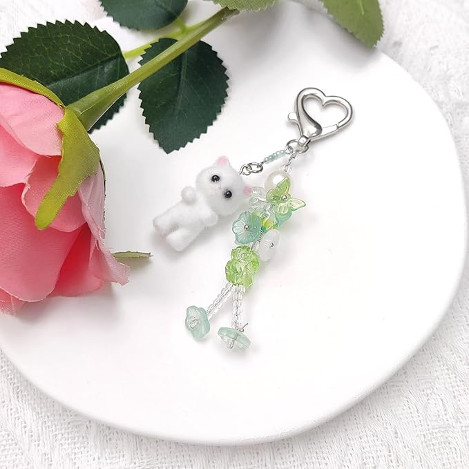 Cute Pink Keychain,Fuzzy Cat Keychain Aesthetic Y2K KeychainStylish KeychainsAccessories