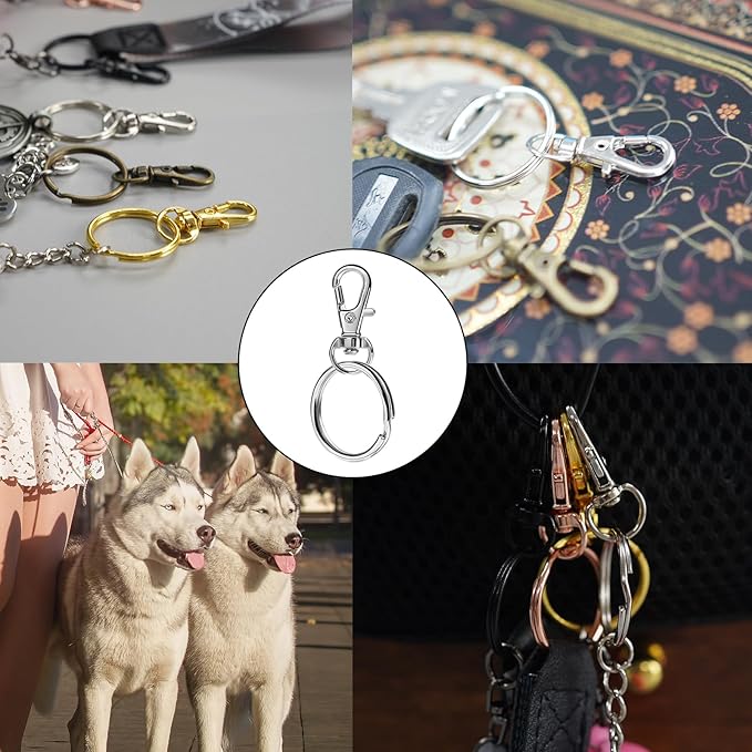 68PCS Swivel Snap Hooks with Key Rings, Metal Lobster Claw Clasp, 34PCS Keychains Clips Hooks and 34PCS Key Chain Rings, Silver
