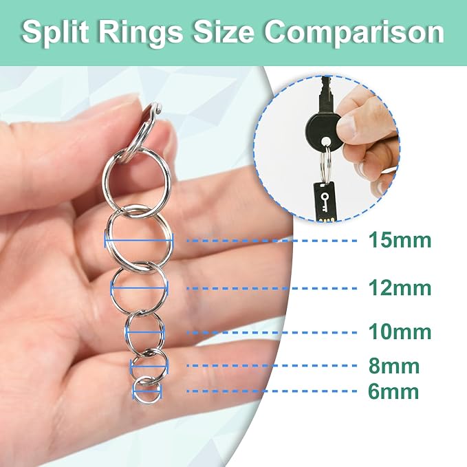 5/8" 300 PCS Silver Small Key Rings, Double Loops Split Rings Jewelry Making Metal Mini Key Ring for Keychian, Pet Collar Tag, Luggage Tag DIY Craft Hardware