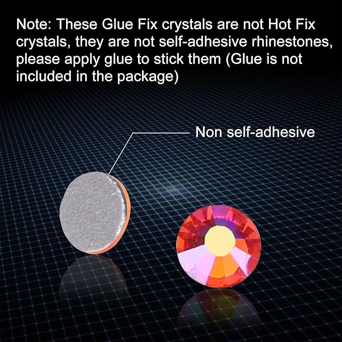 Jollin Glue Fix Crystal Flatback Rhinestones Glass Diamantes Gems for Nail Art Crafts Decorations Clothes Shoes(ss30 288pcs, Red AB)