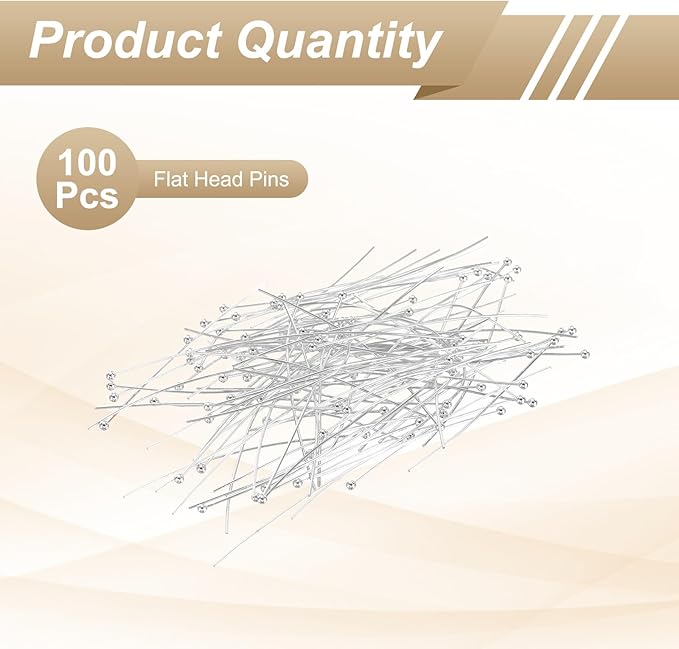 HARFINGTON 100pcs Ball Head Pins 1.97" 50mm Round Head Pins for Earring Pendant Necklace Bracelet Charm Jewelry Making Findings DIY Craft, Silver Tone