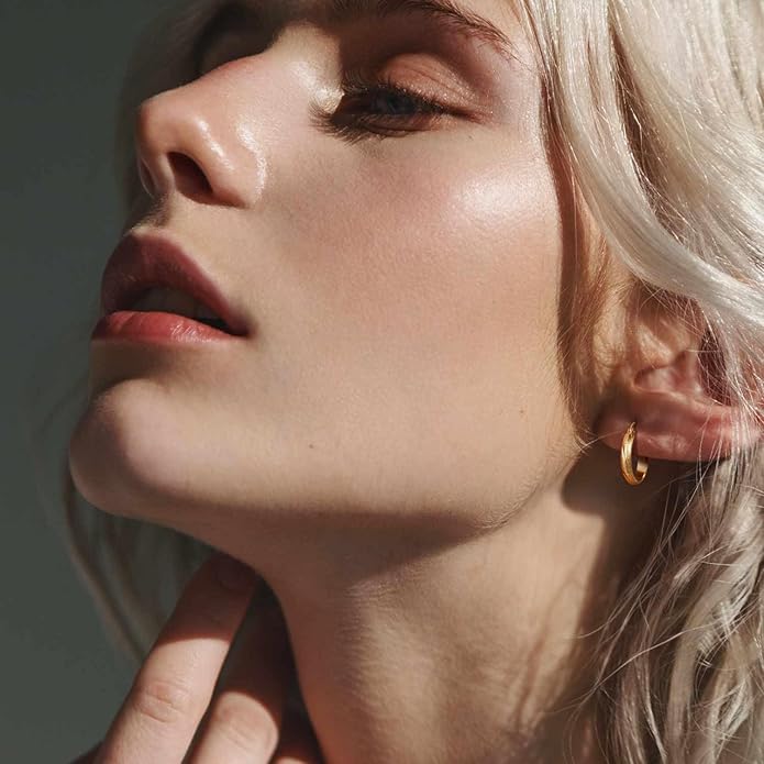 DZCYAN 14K Gold Hoop Earrings for Women Gold Hoop Earrings for Women Hoops Earring for Womens Grainy Hoops Earring for Womens 20/25/30mm