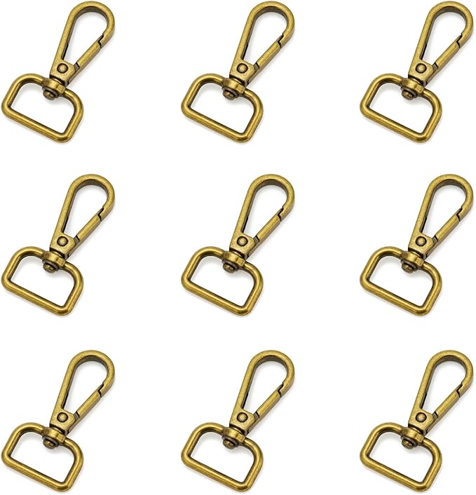 9 Pcs D Ring Swivel Lobster Claw Clasp Push Gate Snap Hooks Trigger Clips for DIY Crafts Keychain Purse Handbag Making,3/4 Inch Bronze