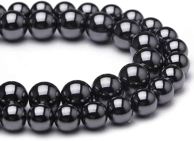 Natural Stone Beads for Jewelry Making,8mm Hematite Polished Smooth Round Gemstone Beads for Bracelet Necklace 15 Inch
