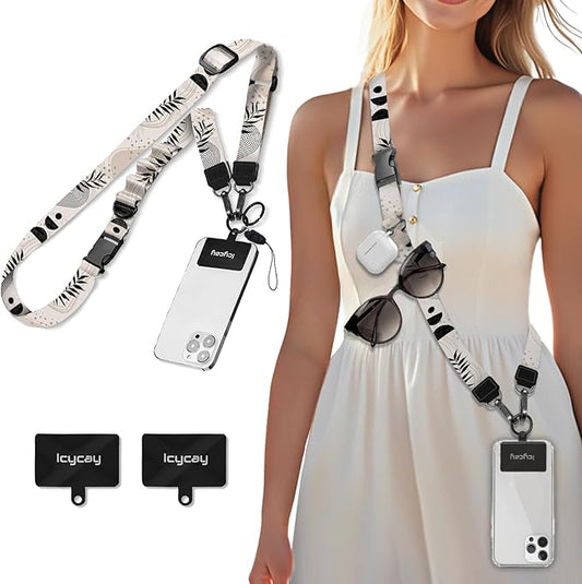 Phone Lanyard Crossbody, Abstract Leaf Cell Phone Strap for Around The Neck Adjustable, Anti Theft Cute Lanyard for iPhone Case ID Holder Keys Accessories Travel Essential