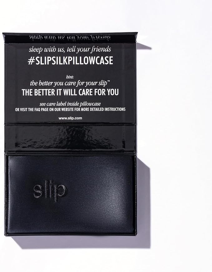 slip The Original Queen Pure Silk Pillow Case - 100% Pure 22 Momme Mulberry Silk - Queen Size Standard Pillow Case - Anti-Aging, Anti-BedHead, Anti-Sleep Crease, Black (20" x 30")