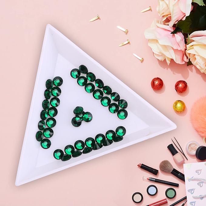 Glue Fix Crystal Flatback Rhinestones Glass Diamantes Gems for Crafting Nail Art Crafts Decorations Clothes Shoes 4.0mm (ss16 1440pcs, Dark Green)