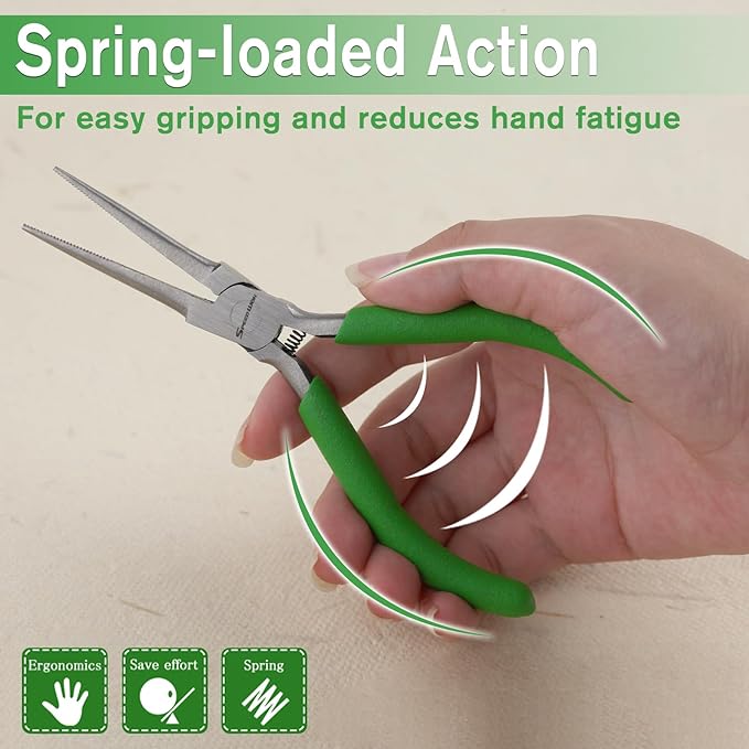 SPEEDWOX Mini Needle Nose Pliers Thin Serrated Jaw 4-1/2 Inches Small Long Nose Pliers Micro Precision Wire Looping Fine Chain Nose Plier Professional Jewelry Making Tool Beading Hobby Craft Supplies