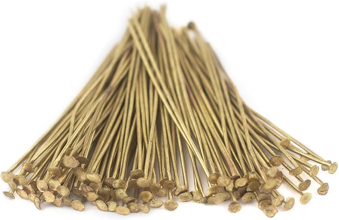 The Bead Chest Brass 21 Gauge 2 Inch Head Pins (Approx 100 Pieces)