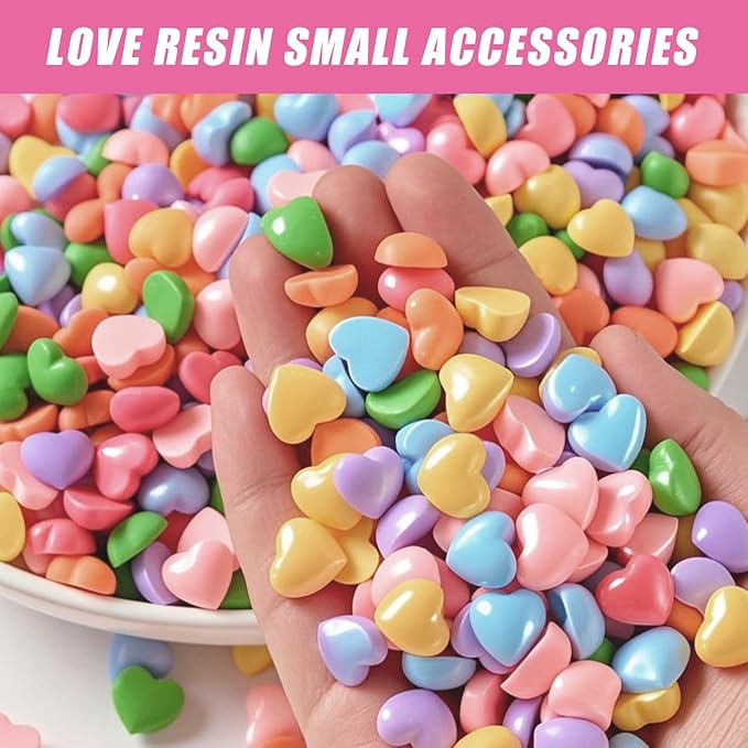 100Pcs Flatback Resin Heart Charms Bulk, Cute Kawaii Embellishments for DIY Crafts, Phone Cases, Scrapbooking & Jewelry Making – Mixed Colors (Heart)