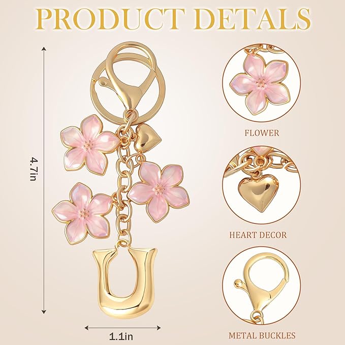 Snycler Bubble Initial Keychain Graceful Flower for bags car remote–A-Z Letter Charms for Women