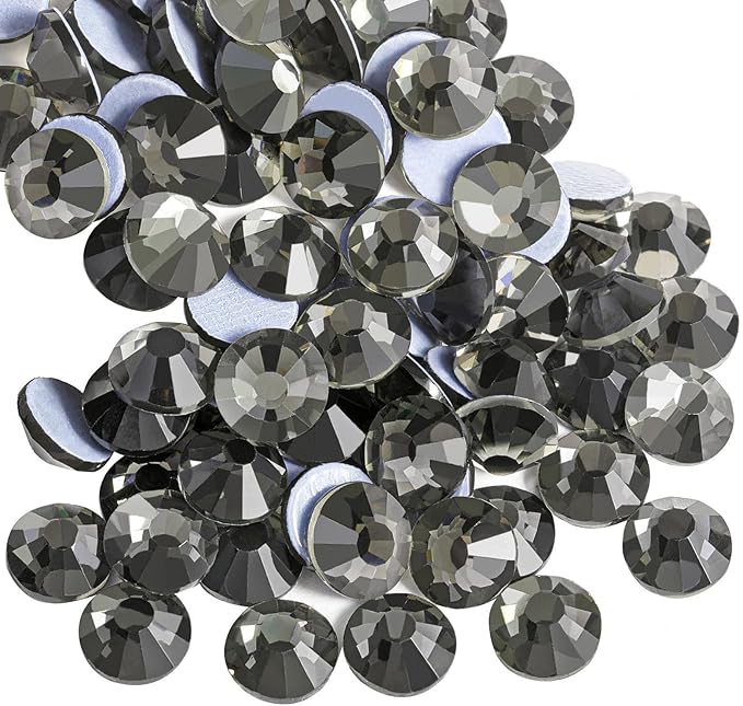 Beadsland Hotfix Rhinestones, 1440pcs Flatback Crystal Rhinestones for Crafts Clothes DIY Decoration, Black Diamond, SS12, 3.0-3.2mm