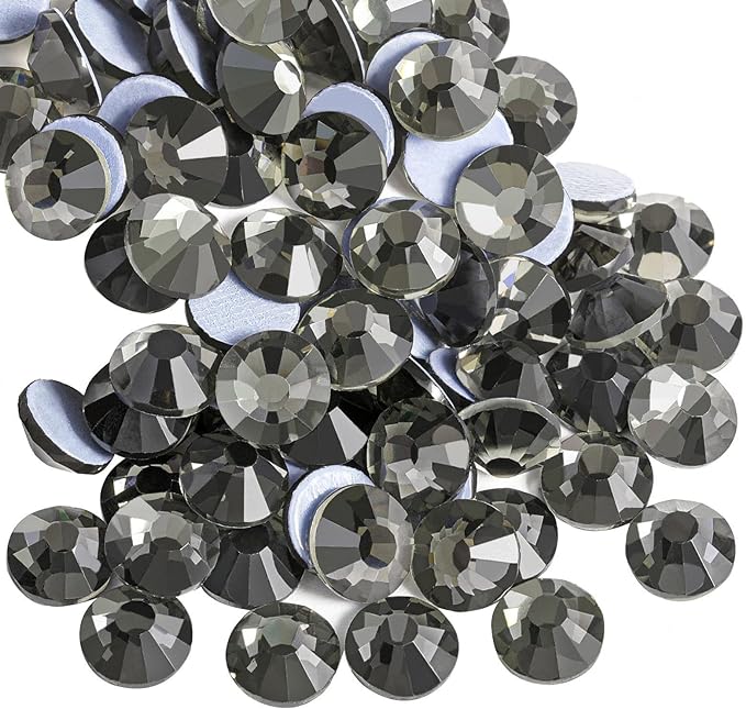Beadsland Hotfix Rhinestones, 1440pcs Flatback Crystal Rhinestones for Crafts Clothes DIY Decoration, Black Diamond, SS16, 3.8-4.0mm