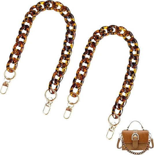 2PCS Handbag Chain Replacement Strap Wallet Chain Strap Acrylic Leopard Print 14.5 Inch 37cm for Handbag Shoulder Bag Enhancement Durable and Stylish Wallet Chain Extension