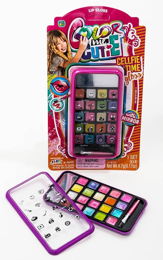JA-RU Kids Makeup Beauty Toy Kit for Girls (6 Makeover Set) Cell Case w/Mirror, Brush & Eyeshadow Palette. Kids Real Makeup Washable & Non Toxic. Birthday Princess Party Gifts & Cosmetic Toys. 4645-6