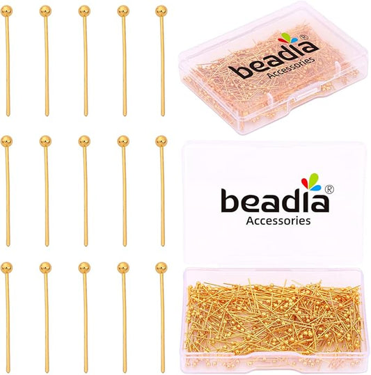 18K Gold Plated Ball Head Pins Non Tarnish 16mm 400pcs for Jewelry Making Findings