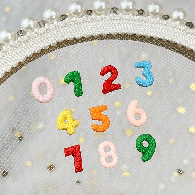 200 Pcs Number Nail Art Charms, CYHYII 3D Mixed Candy Colorful Number Resin Nail Rhinestones Nail Gems DIY Manicure Nail Decoration Accessories for Women Girls