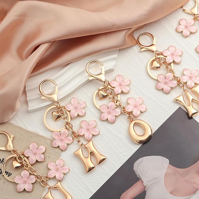 Snycler Bubble Initial Keychain Graceful Flower for bags car remote–A-Z Letter Charms for Women