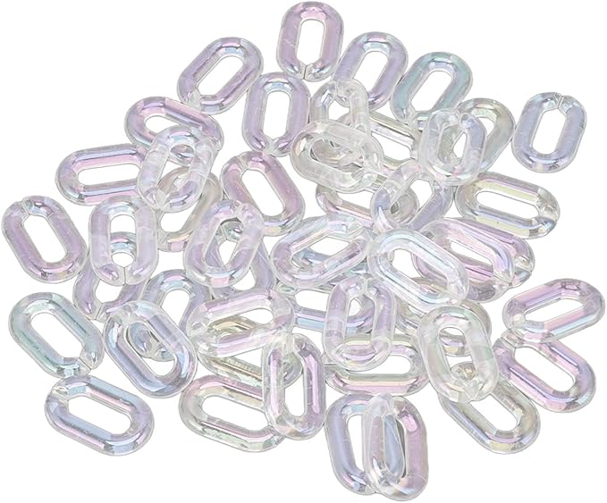 50PCS Acrylic Linking Rings Transparent, DIY Assemblable Chain, Transparent Color Plating Acrylic Rings for Jewelry Making, Crafts, Bags Decor, 33cm. Length with Edges