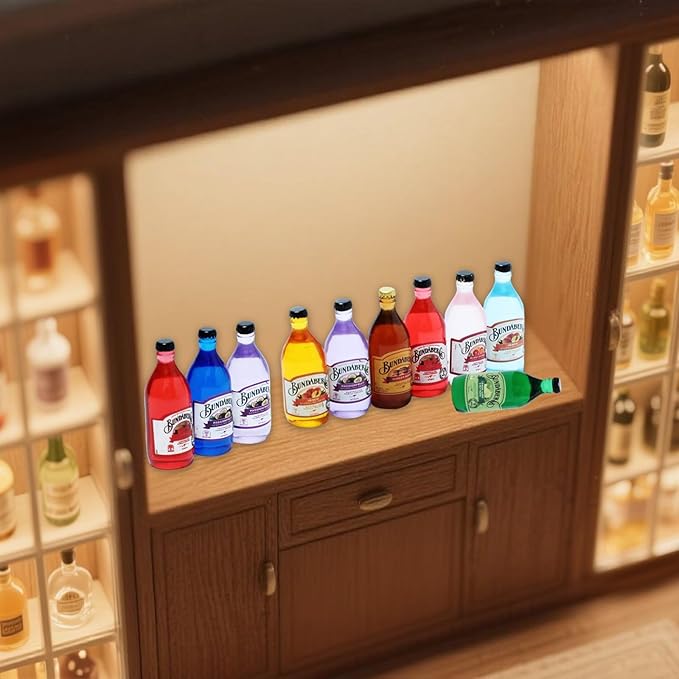18PCS Miniature Decorative Bottles - Mini Fake Beer Bottles Realistic Dollhouse Accessories for DIY Crafts, Miniature House Scene Decoration Bar Tableware Decoration
