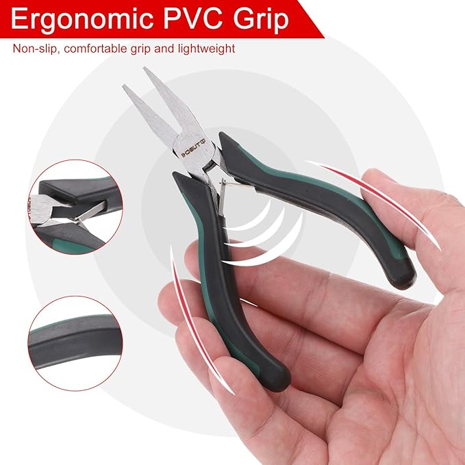 HARFINGTON Flat Nose Pliers 5" Jewelry Pliers Precision Fine Nose Pliers for Jewelry Making Hand Tools Beading Hobby Work Craft