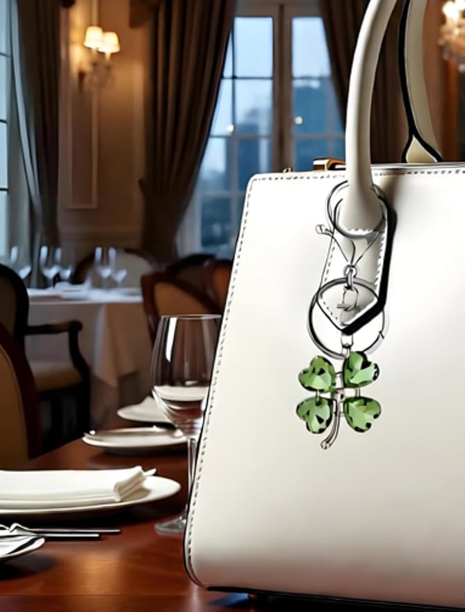 Four Leaf Clover Cherry Bag Charm Keychain,Cute Cherry Purse Charm,Clover Handbag Keychain,keyring for Women 3pcs