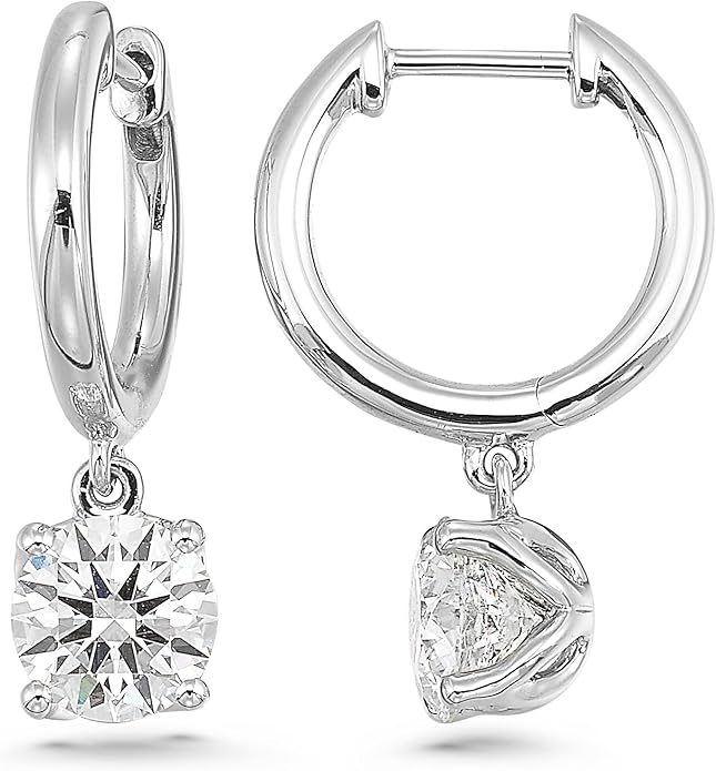 1/2 to 4 Carat Lab Grown Diamond Huggie Hoop Earrings for Women I 14k Gold Earrings (G-H, VS1-VS2, 0.50 to 4.00 cttw) Dangling Drop I Brilliant Cut Diamond Hoops by Carbon Atelier