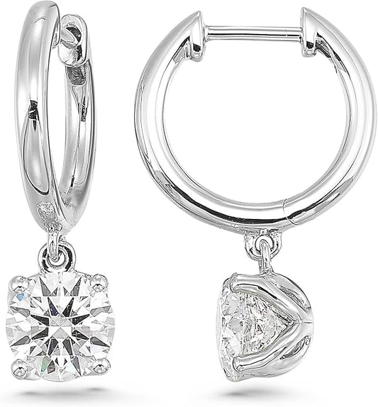 1/2 to 4 Carat Lab Grown Diamond Huggie Hoop Earrings for Women I 14k Gold Earrings (G-H, VS1-VS2, 0.50 to 4.00 cttw) Dangling Drop I Brilliant Cut Diamond Hoops by Carbon Atelier