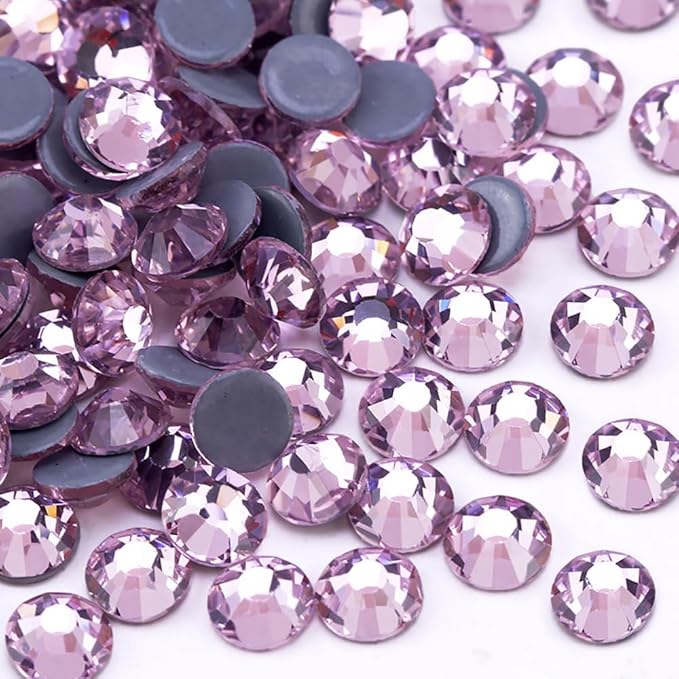Hot Fix Crystal Flatback Rhinestones Glass Diamantes Gems 3.2mm(12ss 1440pcs, Pink)