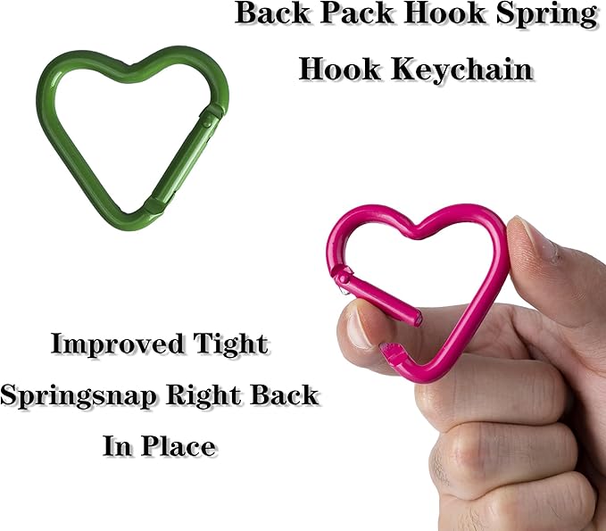 12Pack Heart Shape Carabiners Keychain Clips Camping Accessories,Cute Carabiner Clip Aluminum Ring Climbing Clips for Keychains, Water Bottle Holders, Dog Leashes