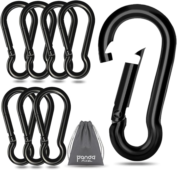 Pixel Panda 3.1&4 Inch Heavy Duty Carabiner Clips Load 1000lbs, 2&4&8Pack Large Snap Hooks for Gym, Outdoor, Swing, Hammock