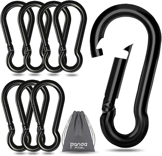 Pixel Panda 3.1&4 Inch Heavy Duty Carabiner Clips Load 1000lbs, 2&4&8Pack Large Snap Hooks for Gym, Outdoor, Swing, Hammock