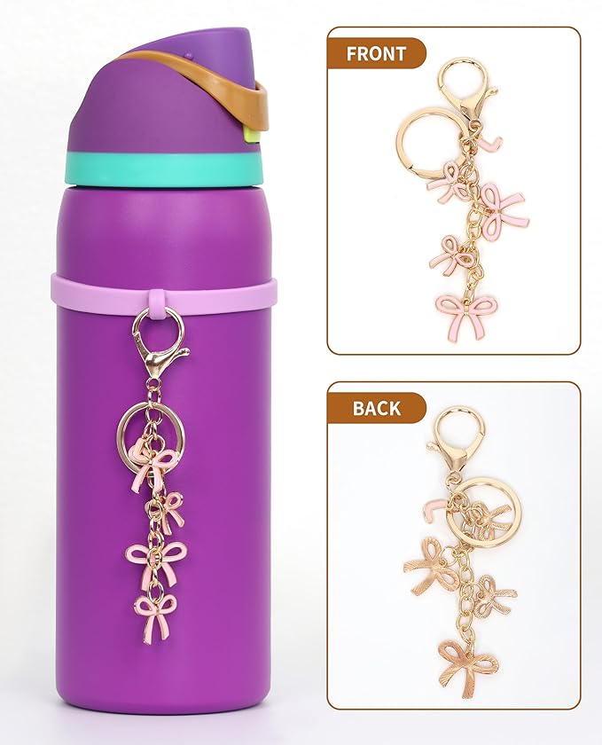 Bow Purse Charms Keychain - Pink Bow Alphabet Letter Key Chain, Bag Charms Wallet