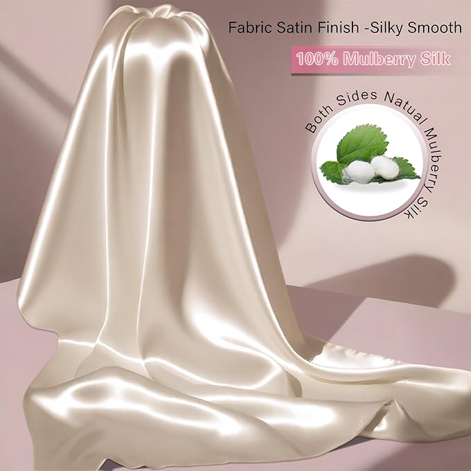 Mulberry Silk Pillow Cases 2 Pack Standard Size with Zipper, Ultra Smooth Soft Breathable Cooling Pillow Cases for Hot Sleepers, Silk Satin Pillowcase for Hair and Skin Set of 2, Gifts for Women