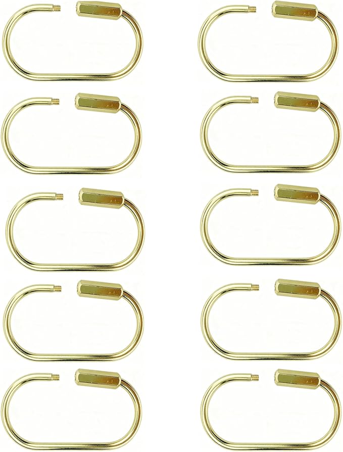 Delphinus 10 Pcs Brass Screw Lock Keychain, Premium Brass Keychain, Gold Key Ring Gold Carabiner Clip with Secure Locking Screw Design Bags Accessories Luggage Tags Pet Collar Clips