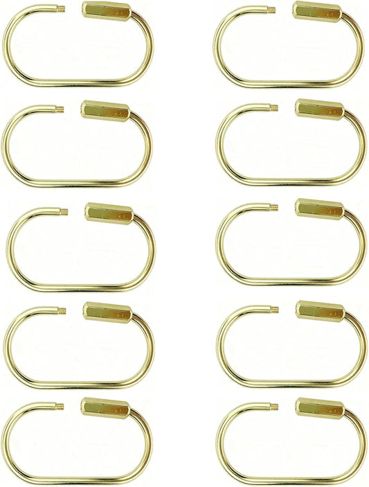 Delphinus 10 Pcs Brass Screw Lock Keychain, Premium Brass Keychain, Gold Key Ring Gold Carabiner Clip with Secure Locking Screw Design Bags Accessories Luggage Tags Pet Collar Clips