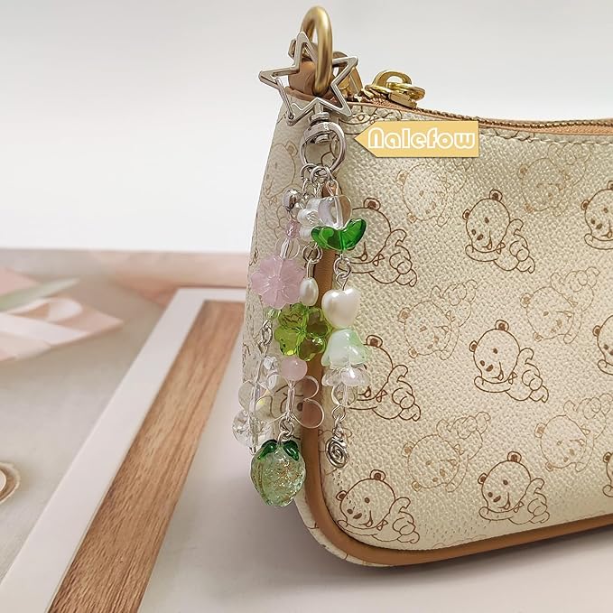 Keychain Bag Accessories Cute Cherry Strawberry Flower Keychains Accessories Decor for Keys Bags Purses Gift