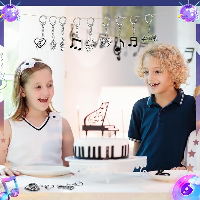 Tondiamo 48 Pcs Musical Notes Party Favors Keychains Bulk Musical Notes Keychains for Wedding Christmas Music Theme Party Decorations Birthday Gifts