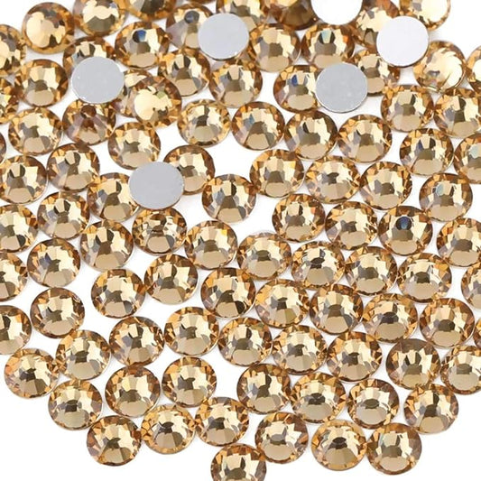 beadsland Flat Back Crystal Rhinestones Round Gems, Lt Colorado Topaz, (2.7-2.8mm) SS10/1440pcs